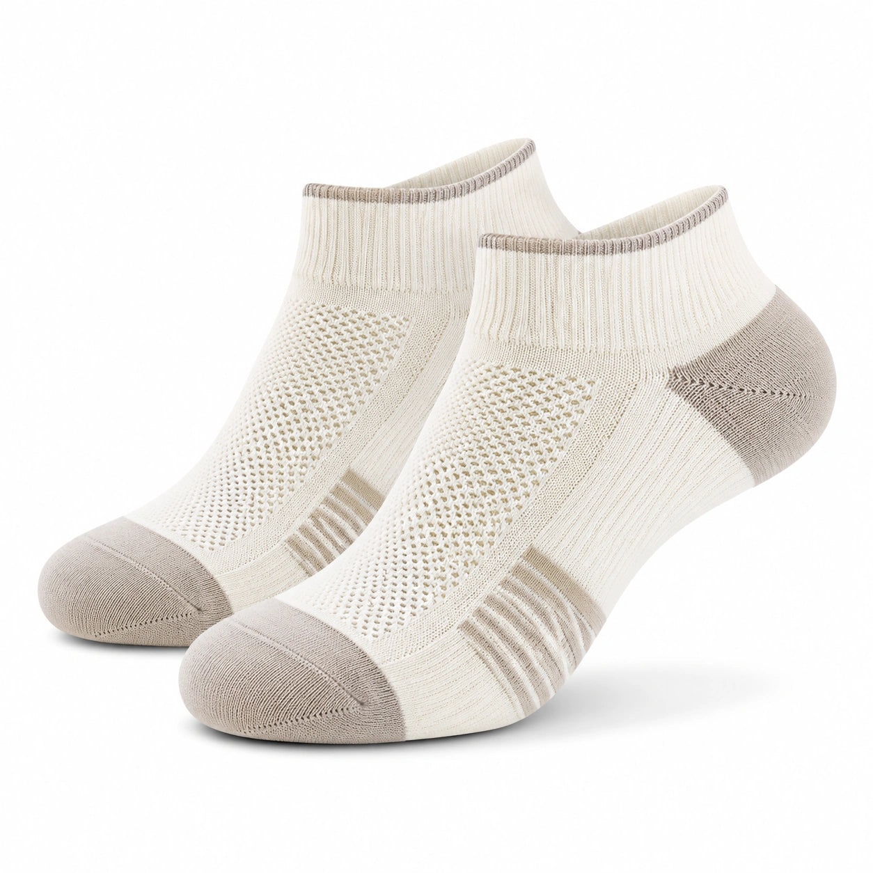 Chaussettes de sport 39-42 en textile écru et taupe respirantes