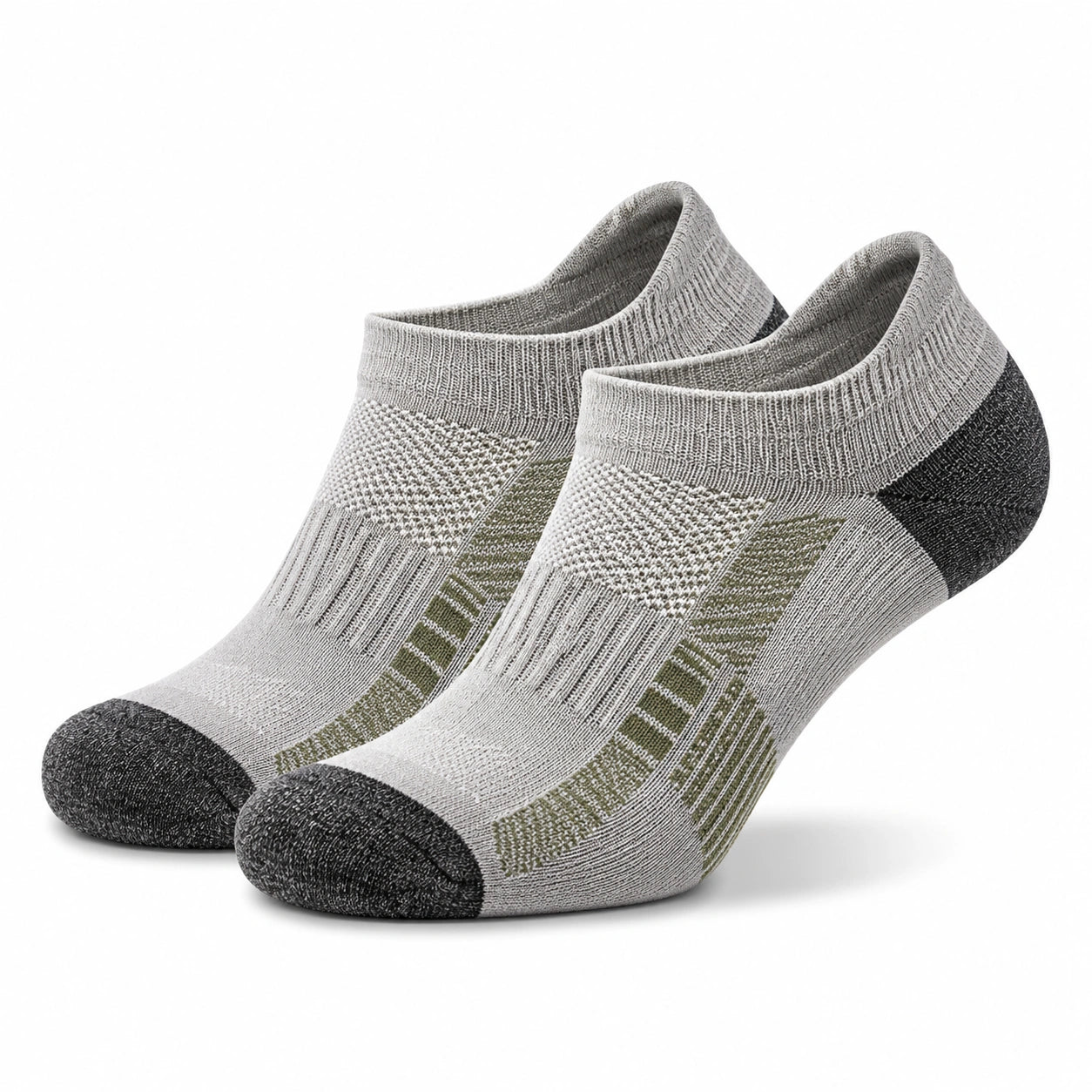Chaussettes basses 43-46 en maille extensible gris noir vert pour sport et usage quotidien