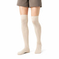 Chaussettes hautes 35-38 en maille textile beige pour usage quotidien style uni