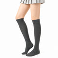 Chaussettes hautes 35-38 en maille côtelée gris anthracite style scolaire