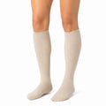 Chaussettes hautes 35-38 en maille beige côtelée style classique