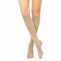 Chaussettes hautes 39-42 en maille beige pour femme style uni