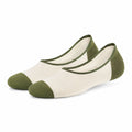 Chaussettes invisibles 43 à 46 en maille textile écru et vert olive - coupe basse décontractée