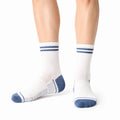 Chaussettes de sport 43-46 en maille blanche et bleu marine à tige mi-haute respirante