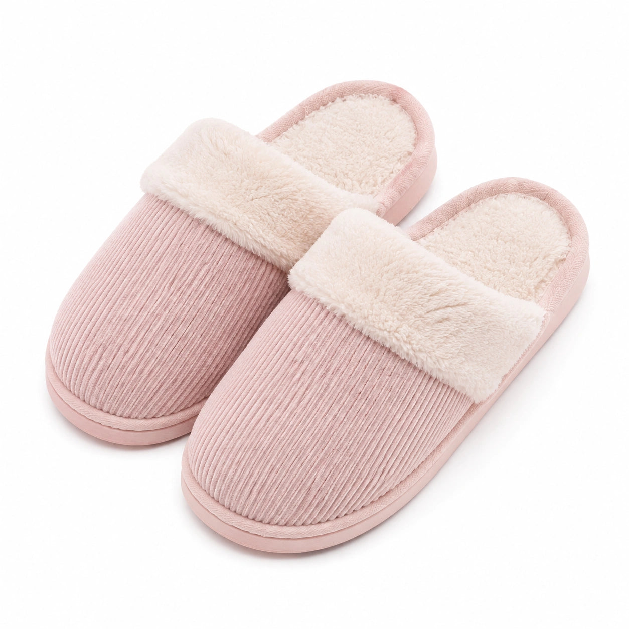Chaussons femme 38/39 roses en textile côtelé doublure douce pour intérieur