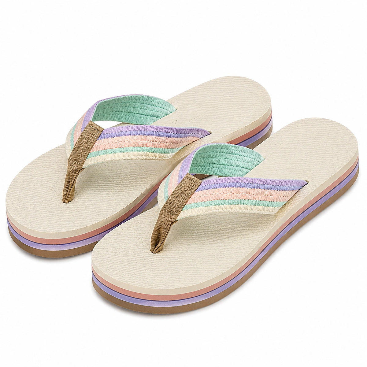 Tongs femme taille 38/39 à brides textiles multicolores semelle épaisse antidérapante